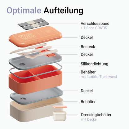 SENSEWELL Lunchbox mit Fächern - Brotdose für Erwachsene & Kinder - Bottle World