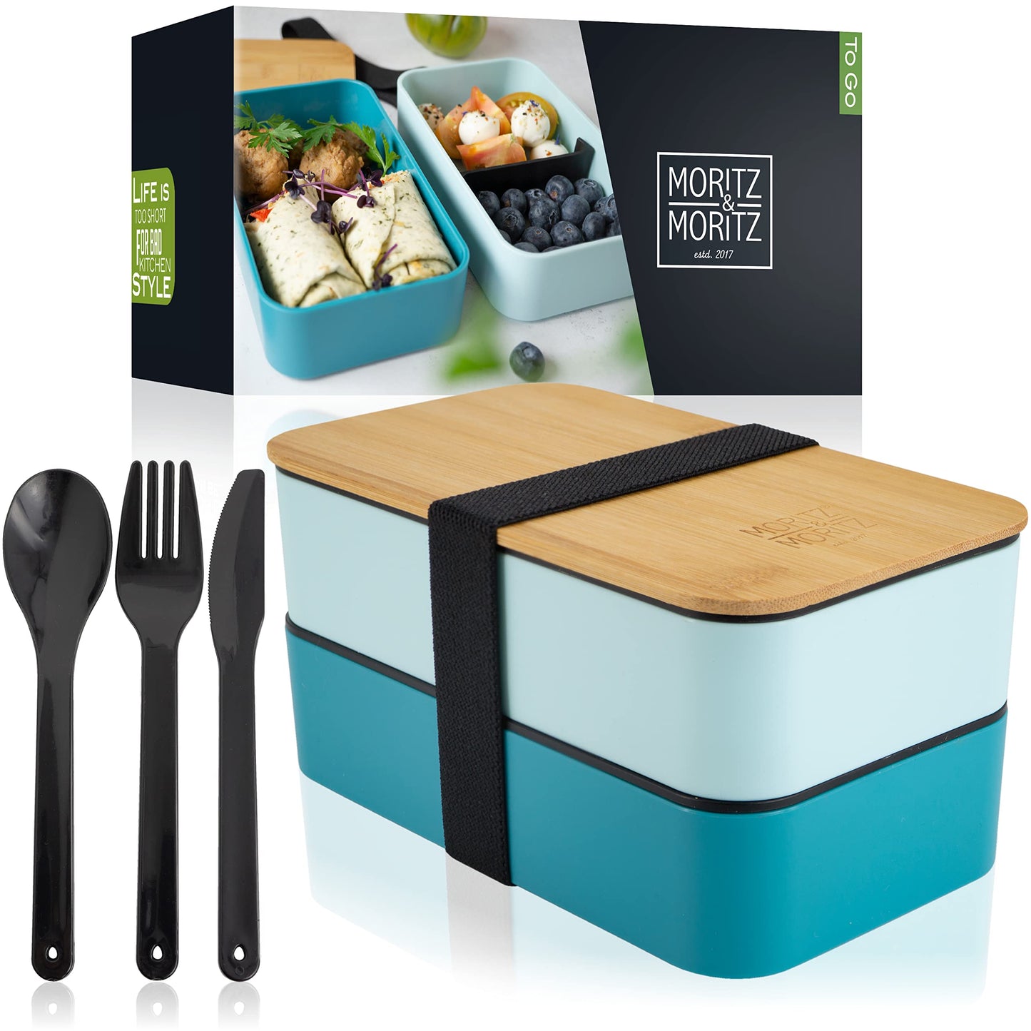 Moritz & Moritz Bento Box Kinder in Blau – Perfekte Lunchbox für Kinder und Erwachsene - Bottle World