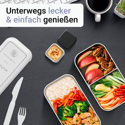 SENSEWELL Lunchbox mit Fächern - Brotdose für Erwachsene & Kinder - Bottle World